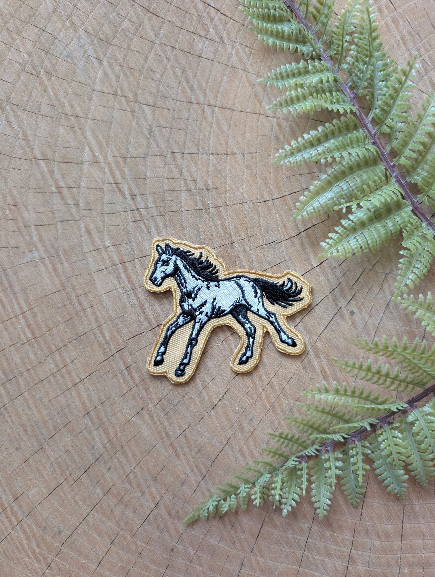 iron-on patch | mustard yellow horse - embroidered Western mustang applique
