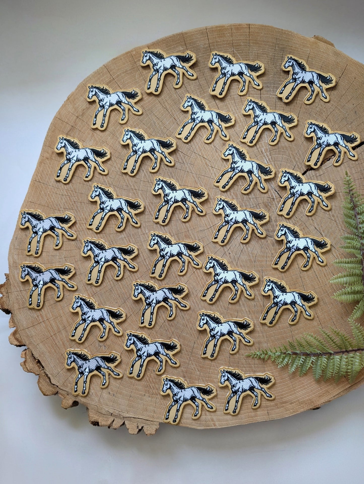 iron-on patch | mustard yellow horse - embroidered Western mustang applique