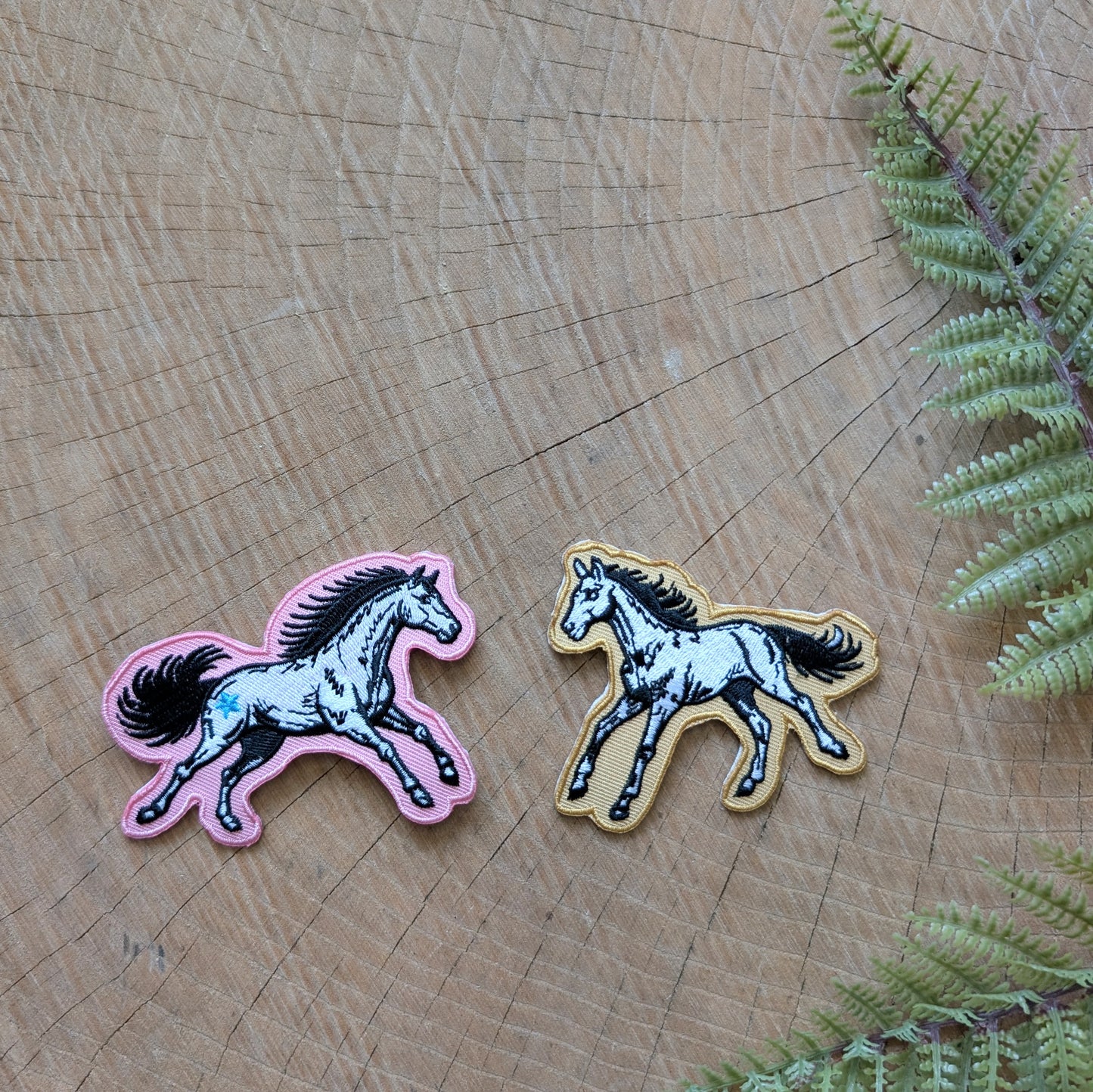 iron-on patch | pink star horse - embroidered Western pony applique