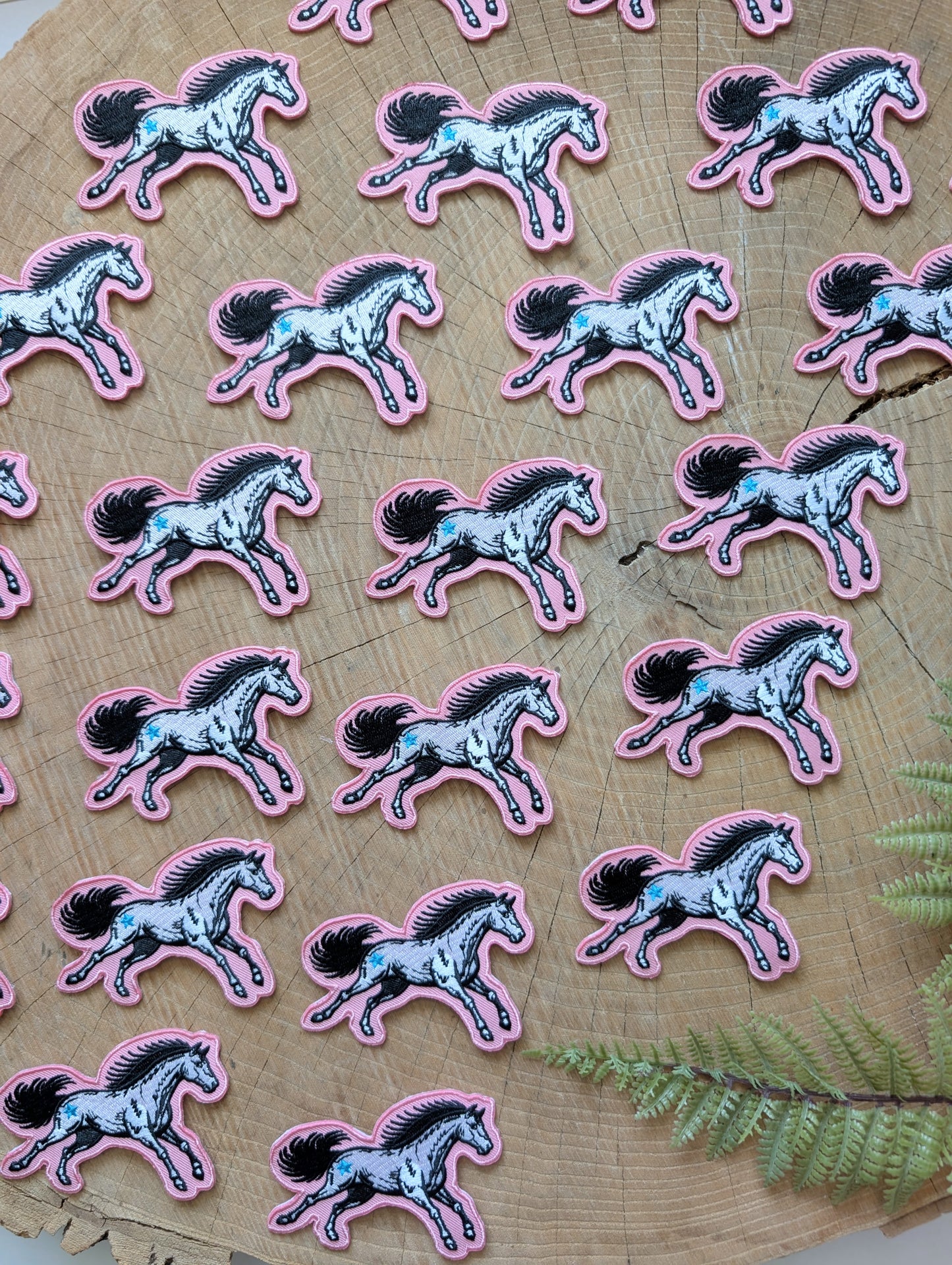 iron-on patch | pink star horse - embroidered Western pony applique