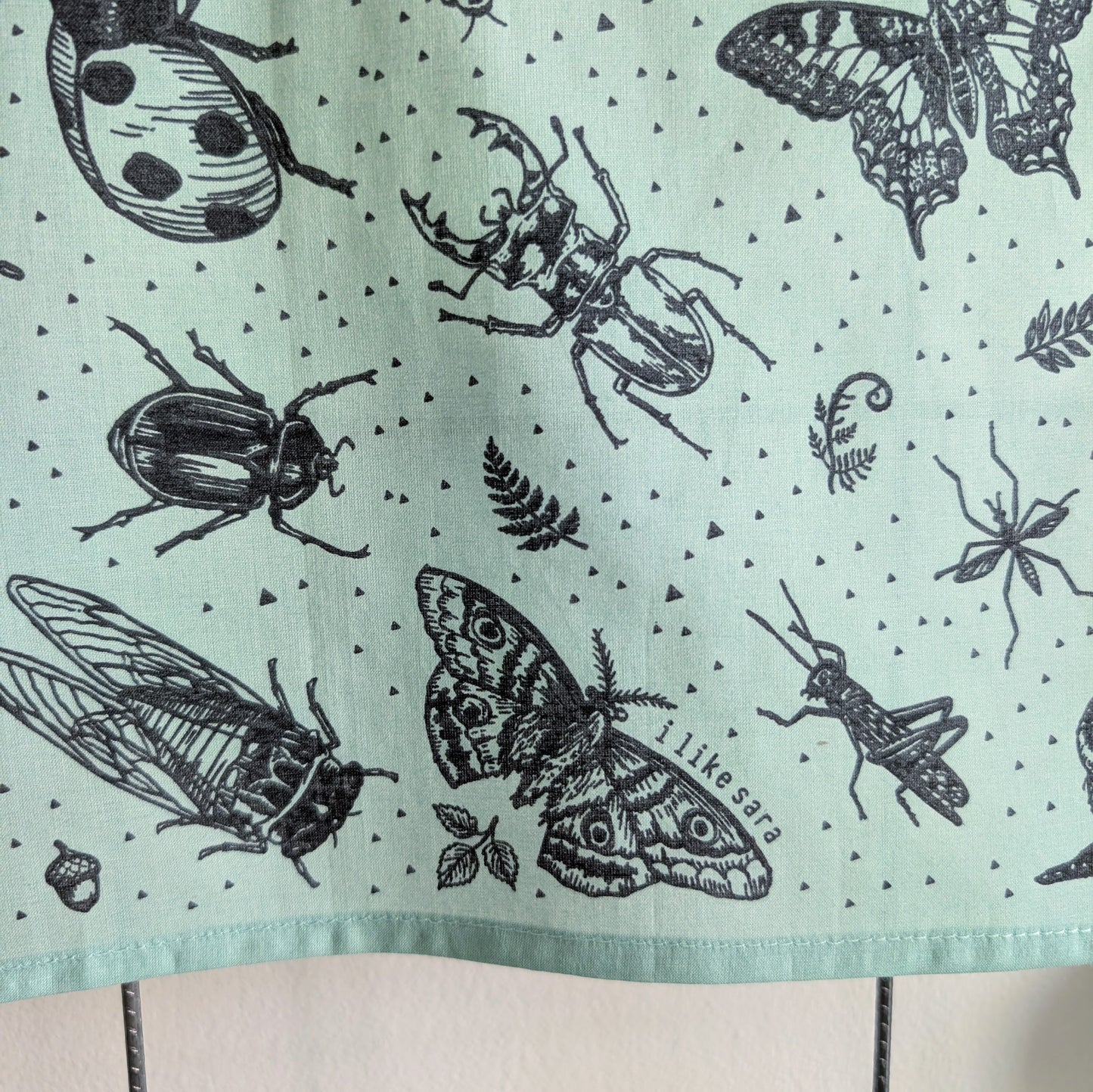 bandana | insecta - bug & woodland insect scarf in seafoam cotton