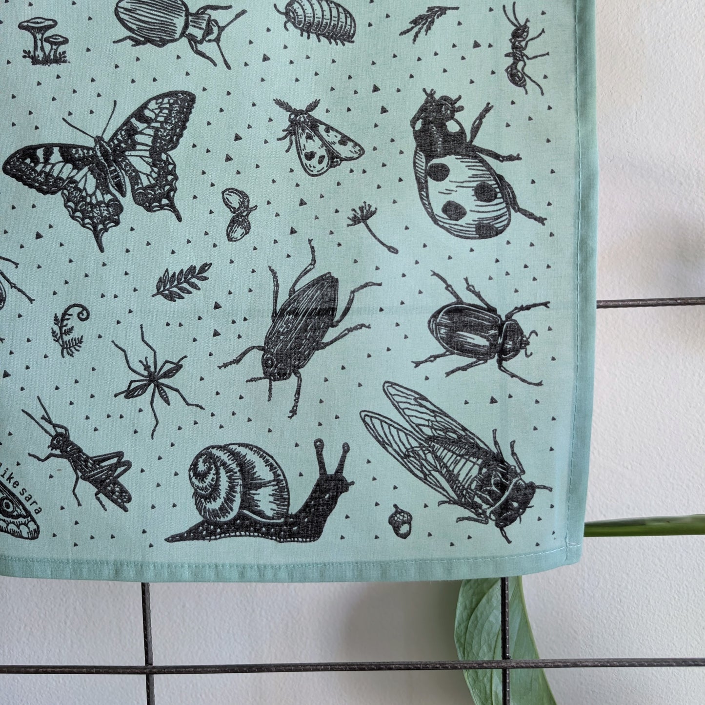 bandana | insecta - bug & woodland insect scarf in seafoam cotton