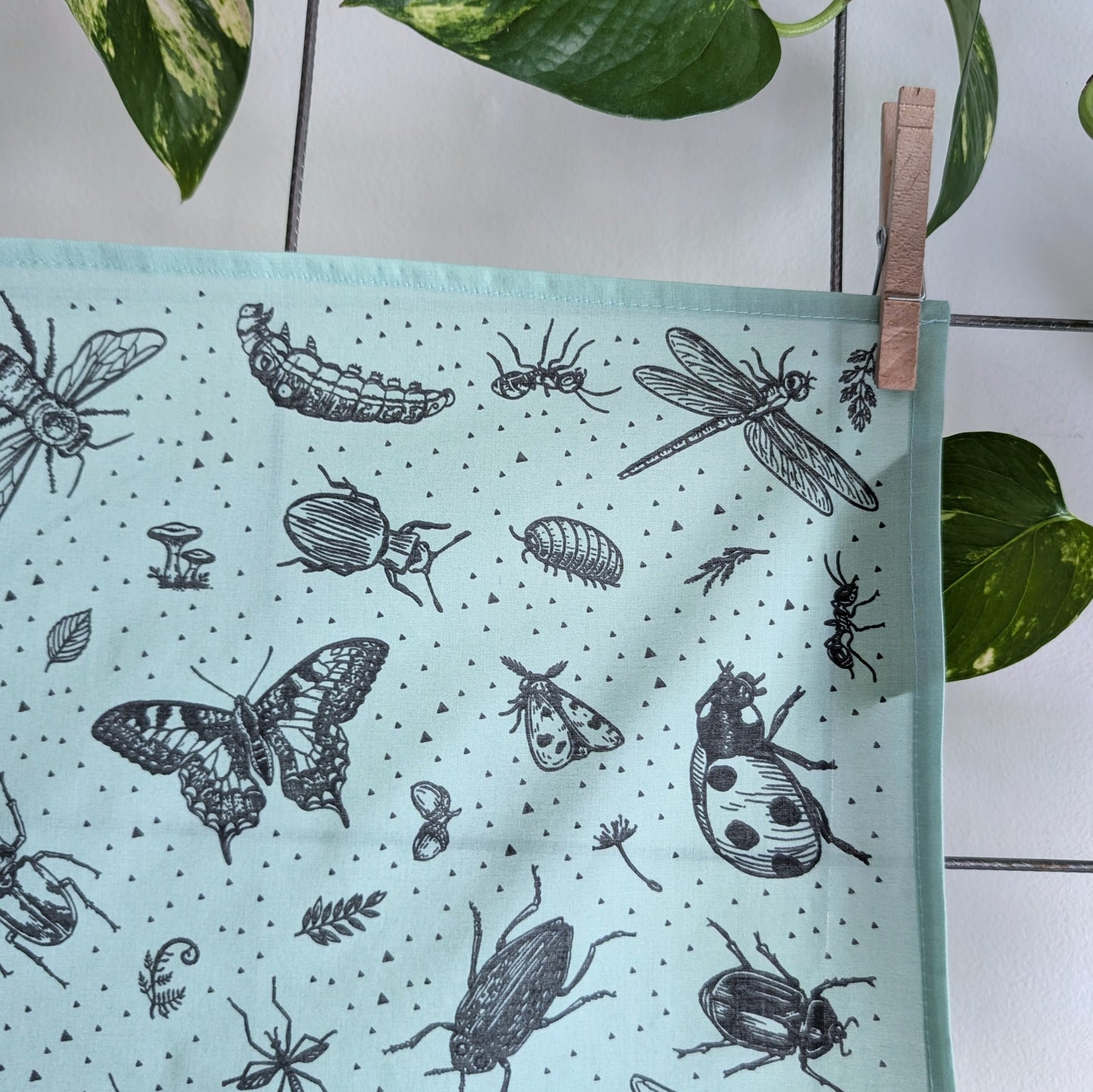 bandana | insecta - bug & woodland insect scarf in seafoam cotton