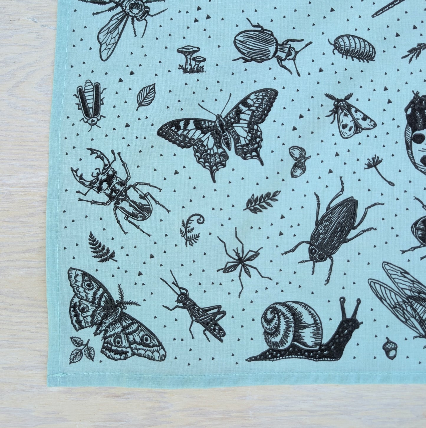 bandana | insecta - bug & woodland insect scarf in seafoam cotton