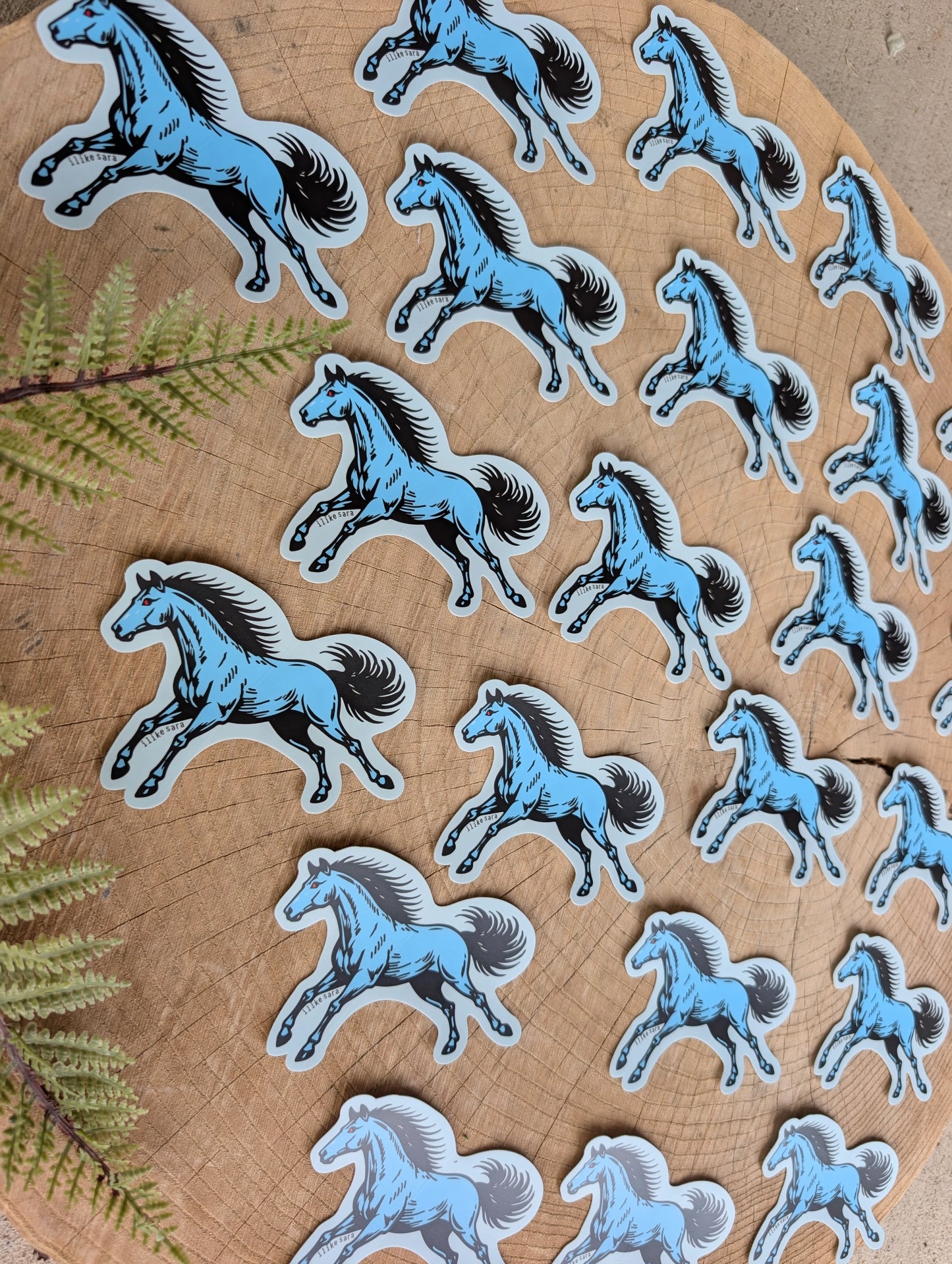 sticker | blucifer horse - waterproof uv-resistant vinyl blue mustang decal