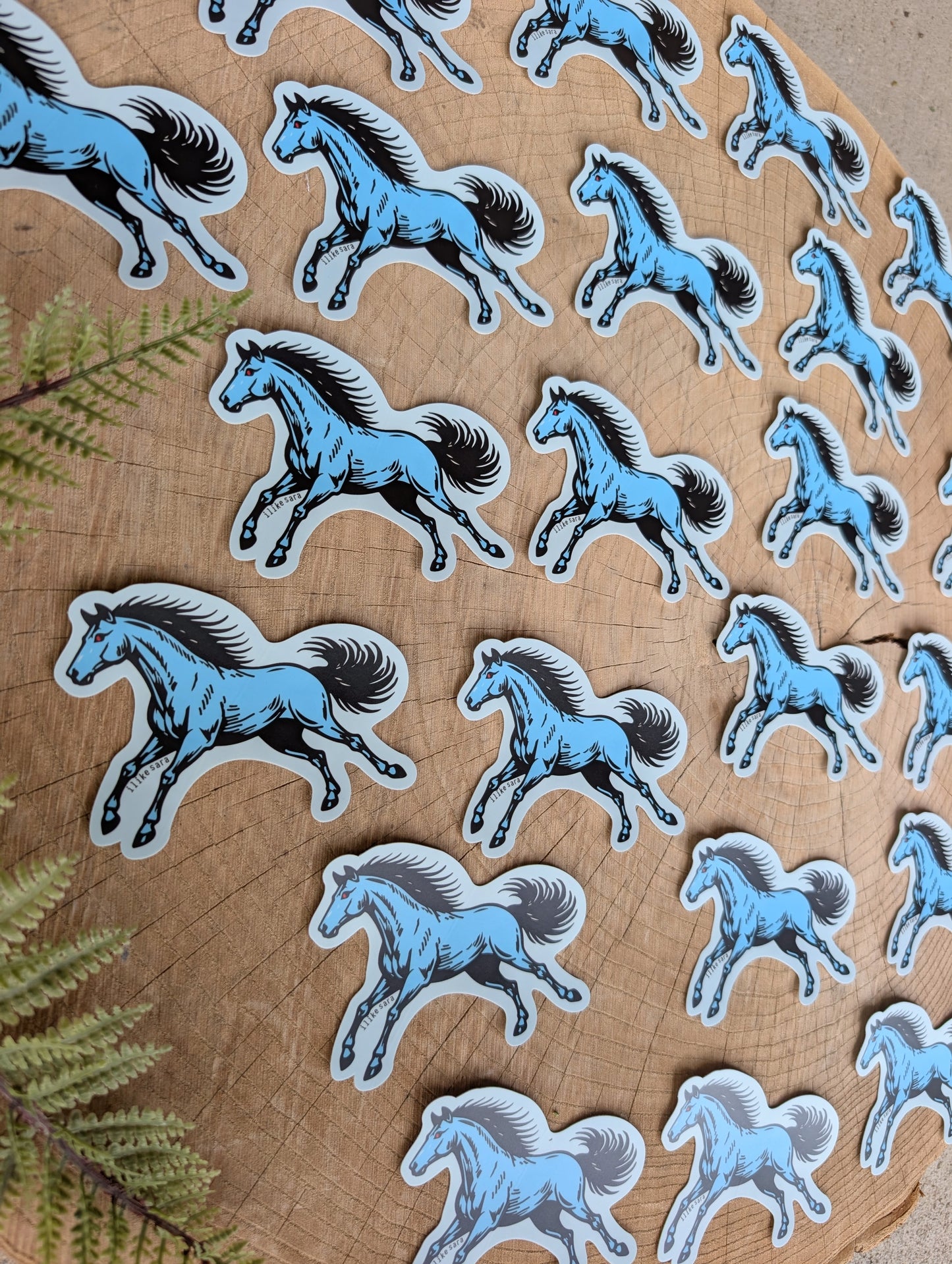 sticker | blucifer horse - waterproof uv-resistant vinyl blue mustang decal