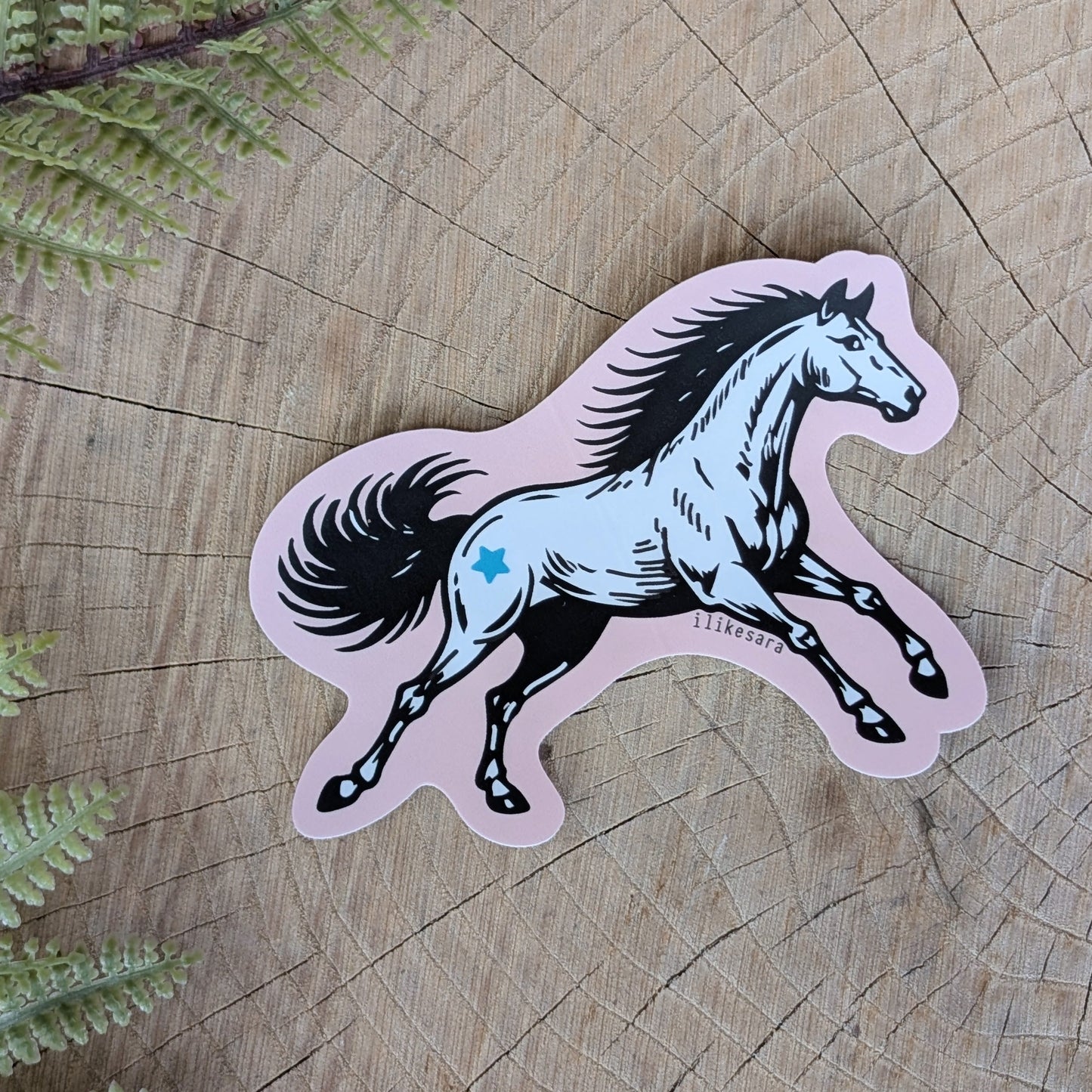 sticker | pink star horse - waterproof uv-resistant vinyl Western pony decal