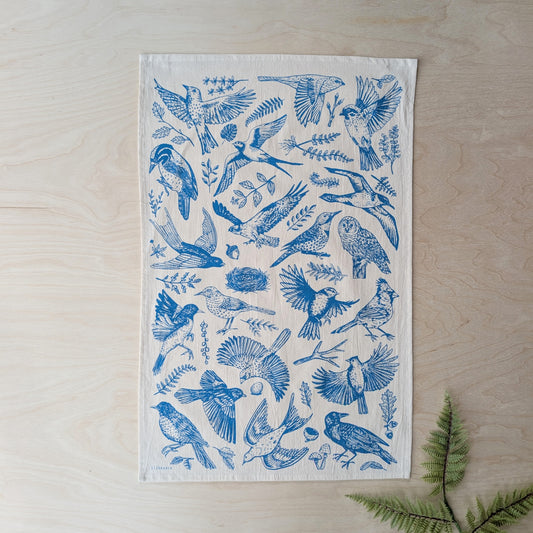 tea towel | blue birds - cotton flour sack kitchen dish cloth