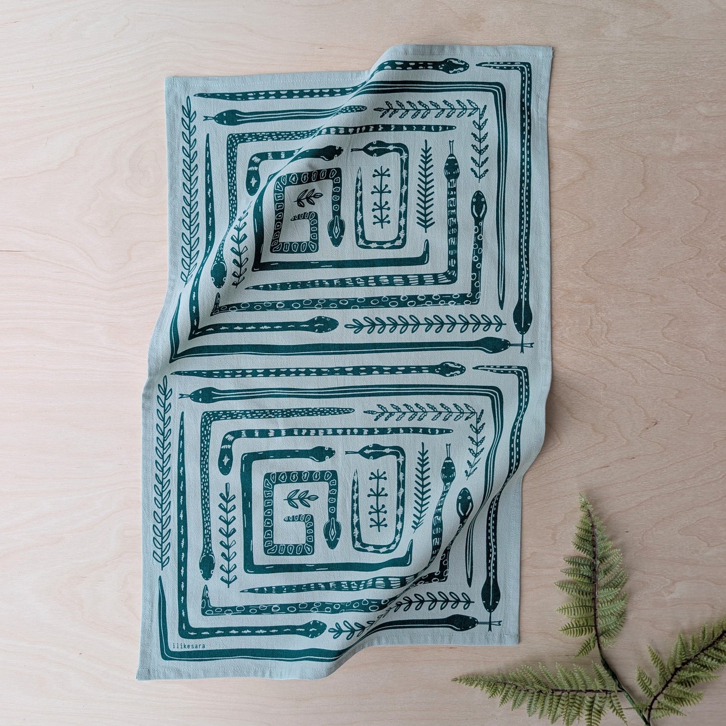 tea towel | serpent path - cotton flour sack snake kitchen dish cloth