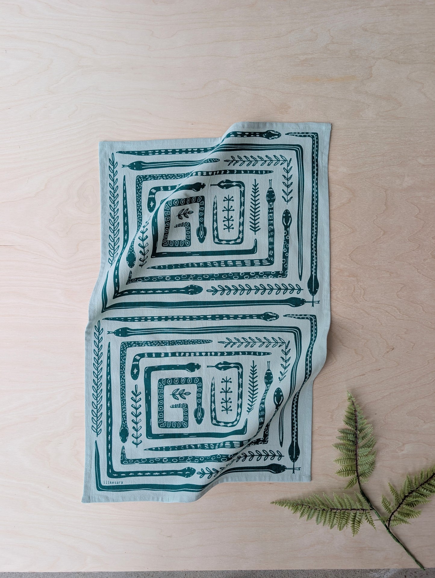 tea towel | serpent path - cotton flour sack snake kitchen dish cloth