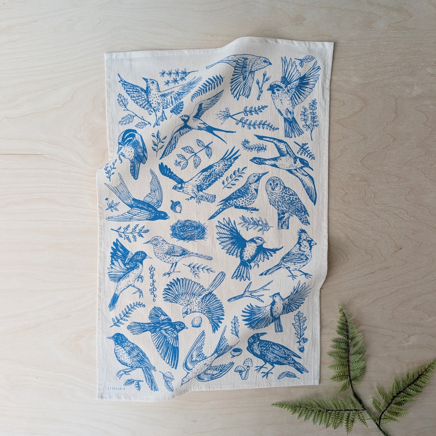 tea towel | blue birds - cotton flour sack kitchen dish cloth