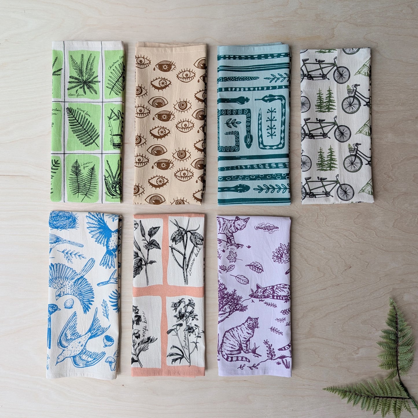 tea towel | blue birds - cotton flour sack kitchen dish cloth