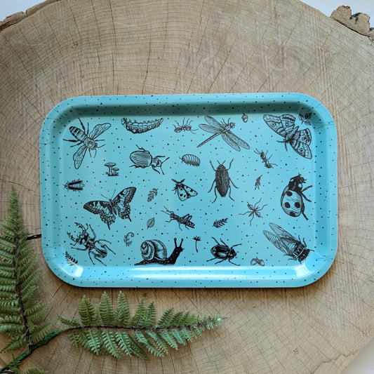 birch wood tray | insecta - aqua blue 13" x 8.5" dishwasher safe
