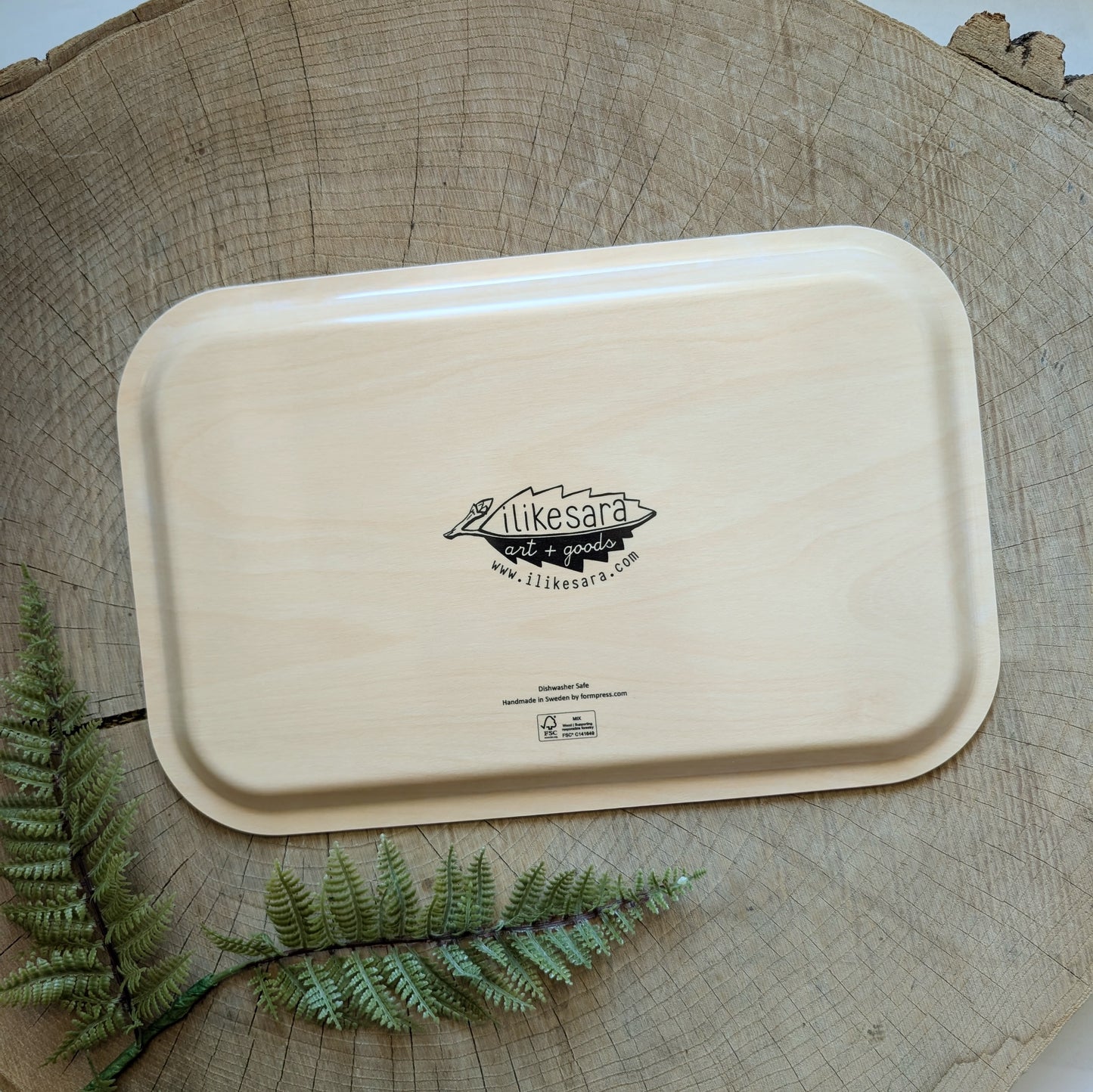 birch wood tray | insecta - aqua blue 13" x 8.5" dishwasher safe