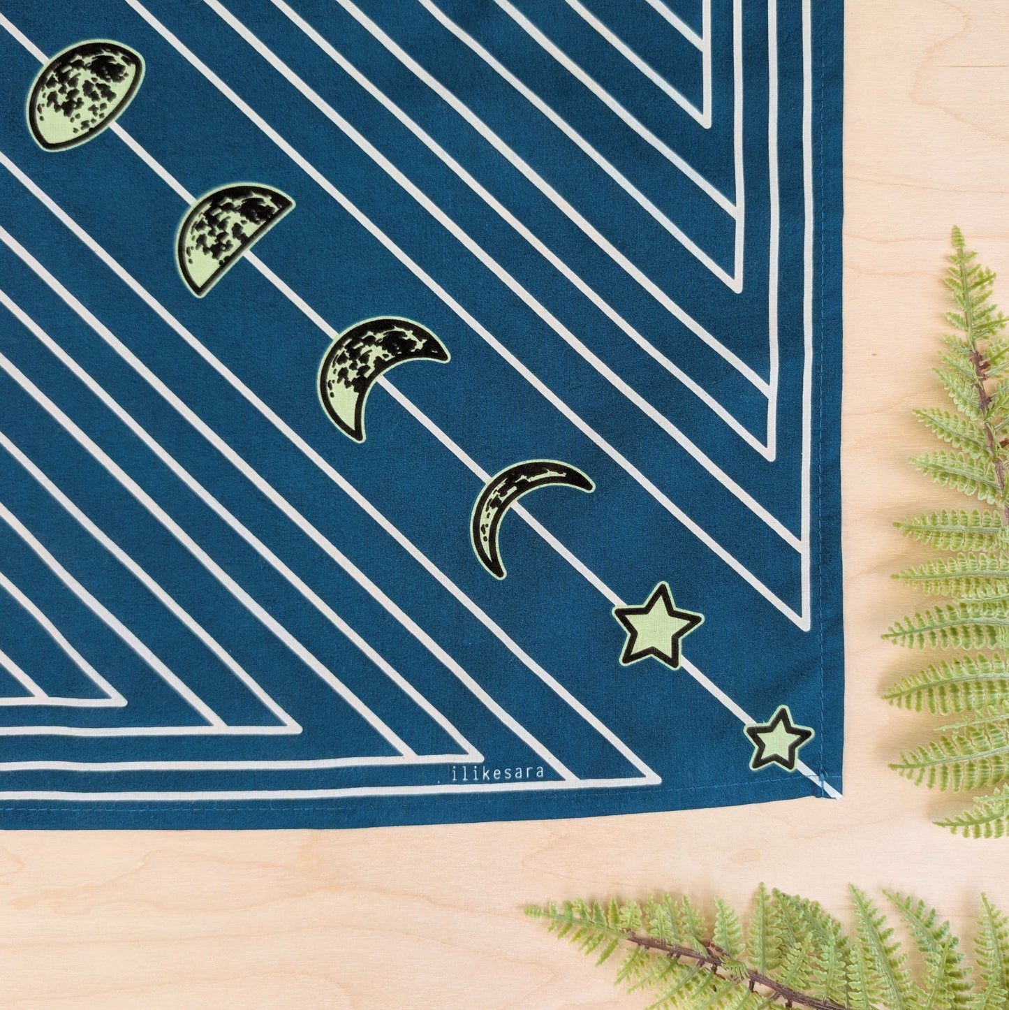 bandana | night hunt - dusk blue bird & moth celestial scarf
