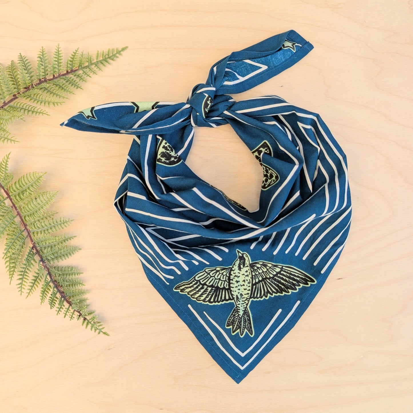 bandana | night hunt - dusk blue bird & moth celestial scarf