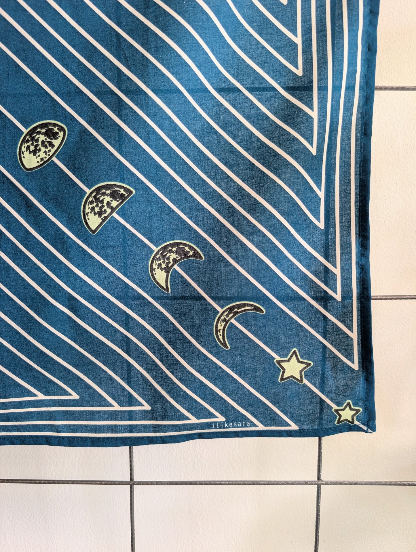 bandana | night hunt - dusk blue bird & moth celestial scarf