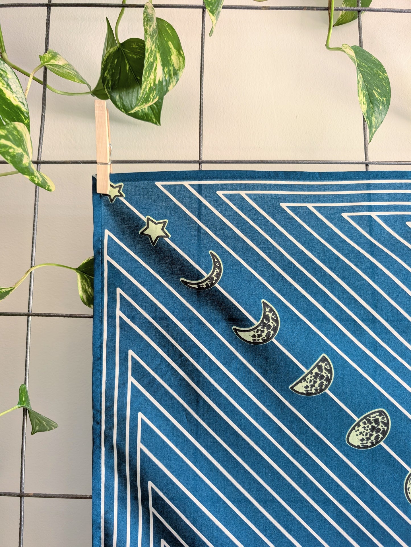 bandana | night hunt - dusk blue bird & moth celestial scarf