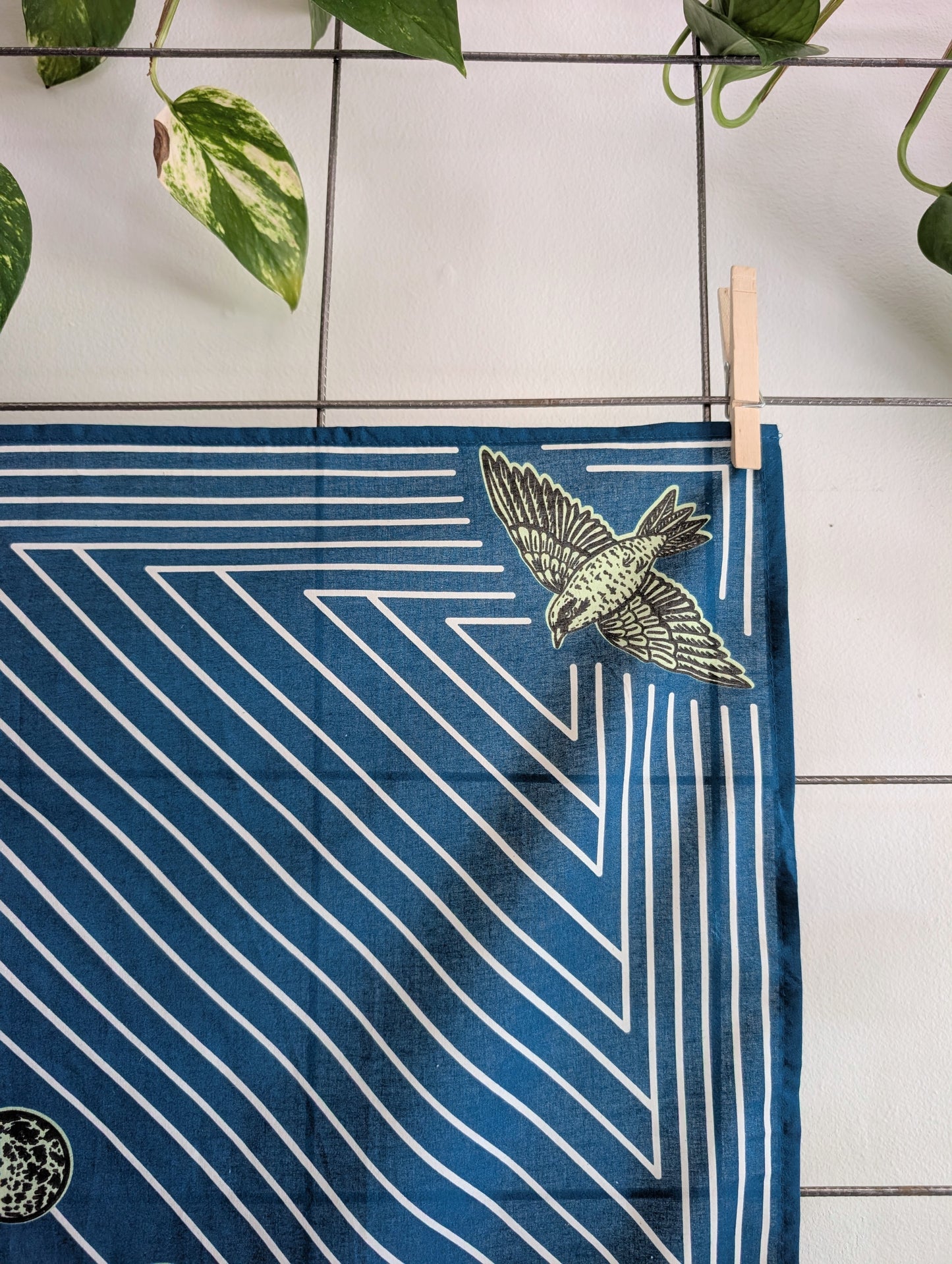 bandana | night hunt - dusk blue bird & moth celestial scarf