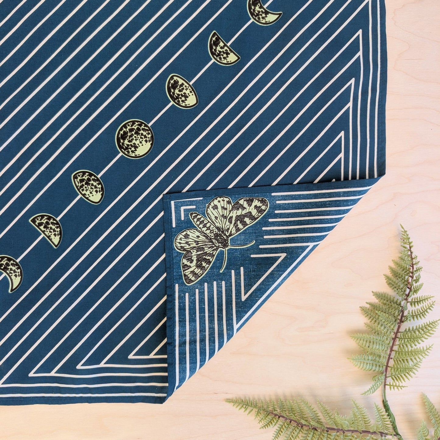 bandana | night hunt - dusk blue bird & moth celestial scarf