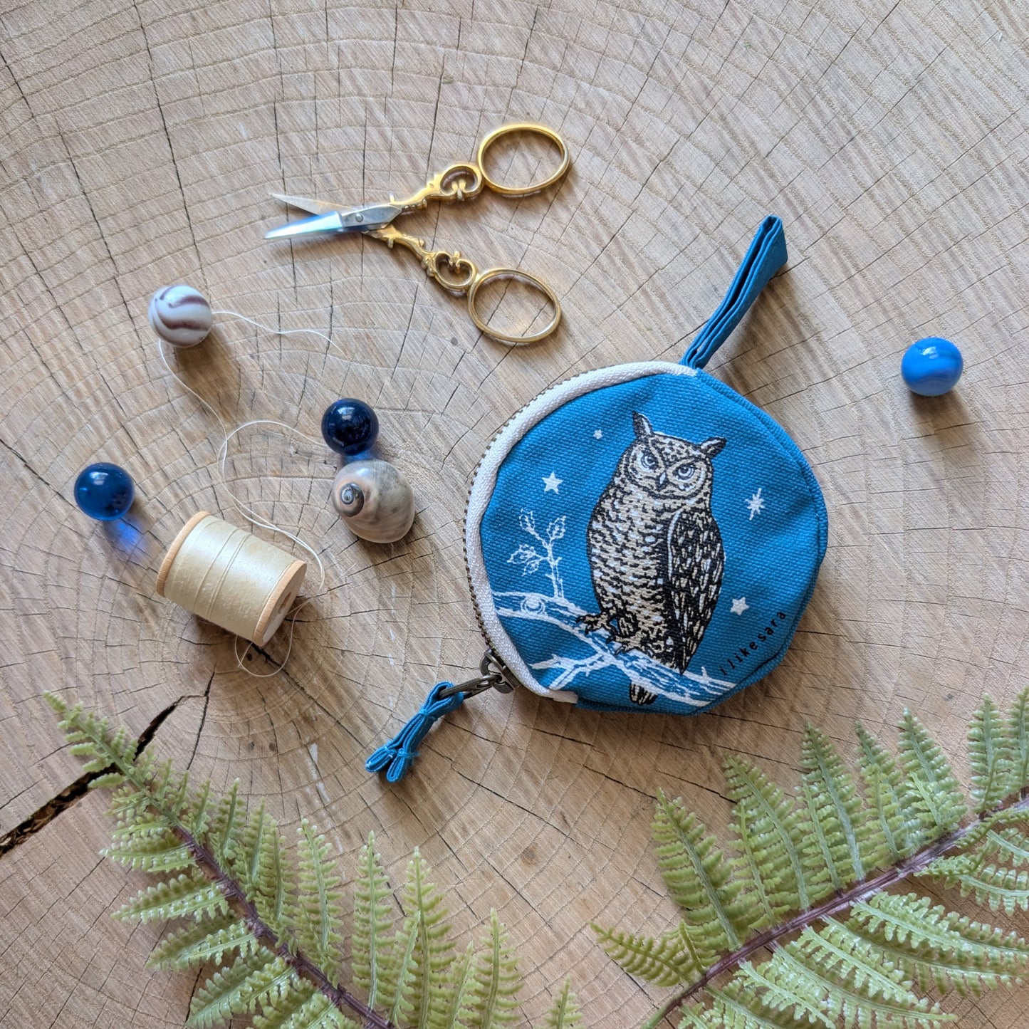 coin pouch | night owl - dusk blue zipper bag with waterproof lining