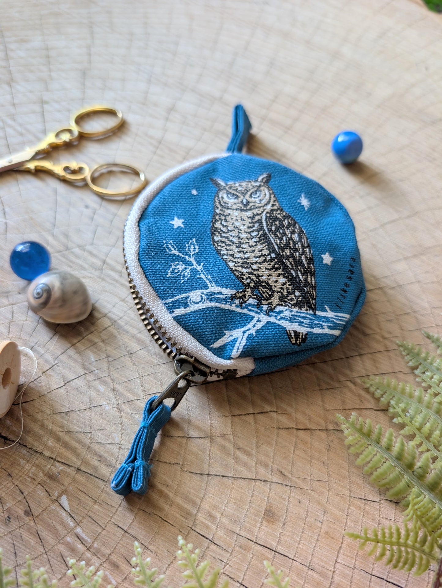 coin pouch | night owl - dusk blue zipper bag with waterproof lining
