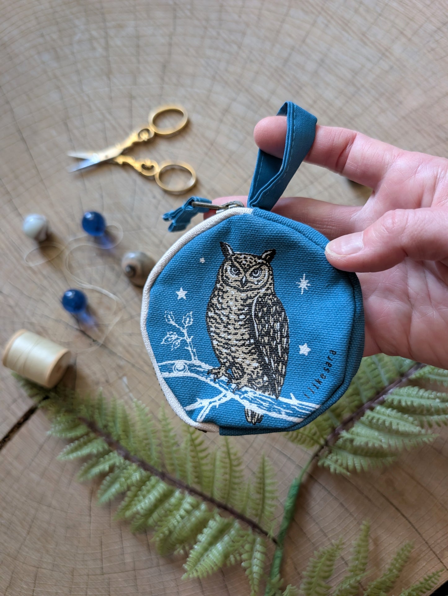 coin pouch | night owl - dusk blue zipper bag with waterproof lining
