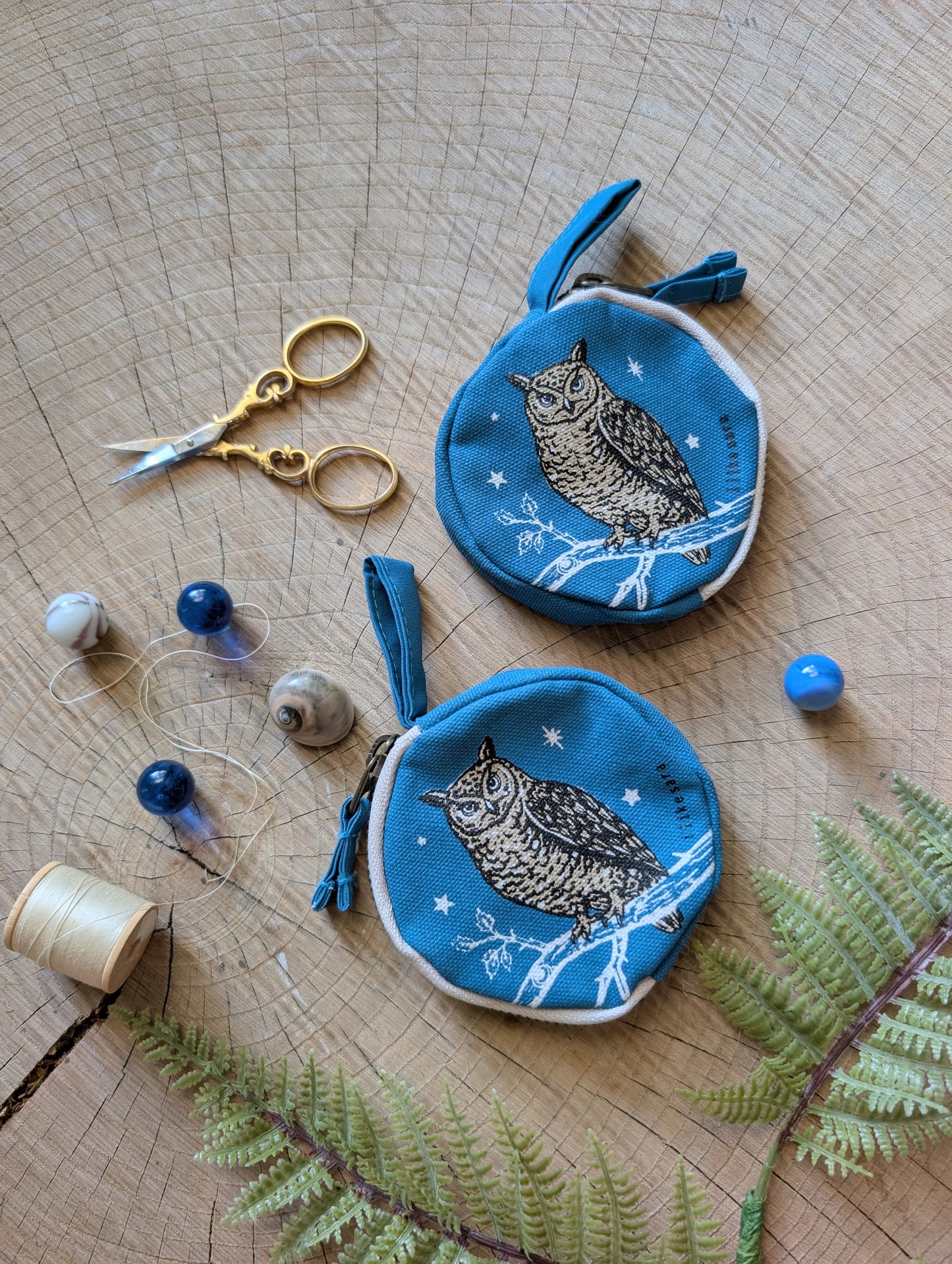 coin pouch | night owl - dusk blue zipper bag with waterproof lining