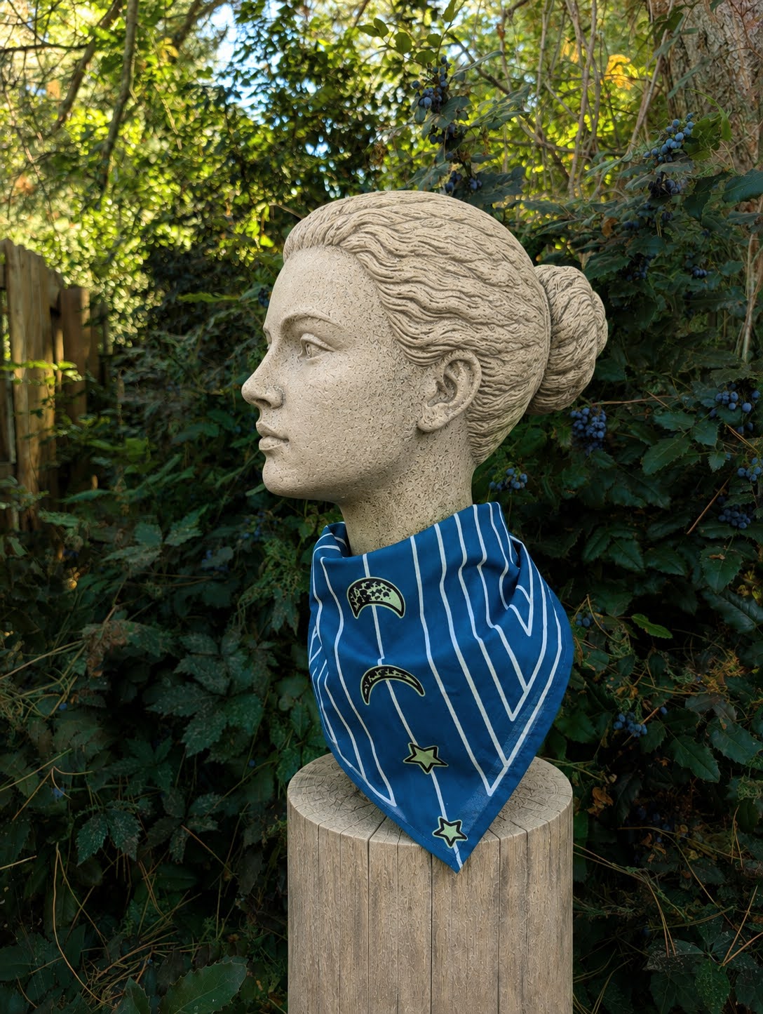 bandana | night hunt - dusk blue bird & moth celestial scarf