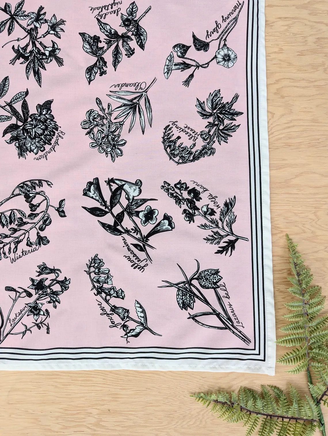 bandana | fatal florals - pink screenprinted poison flower scarf