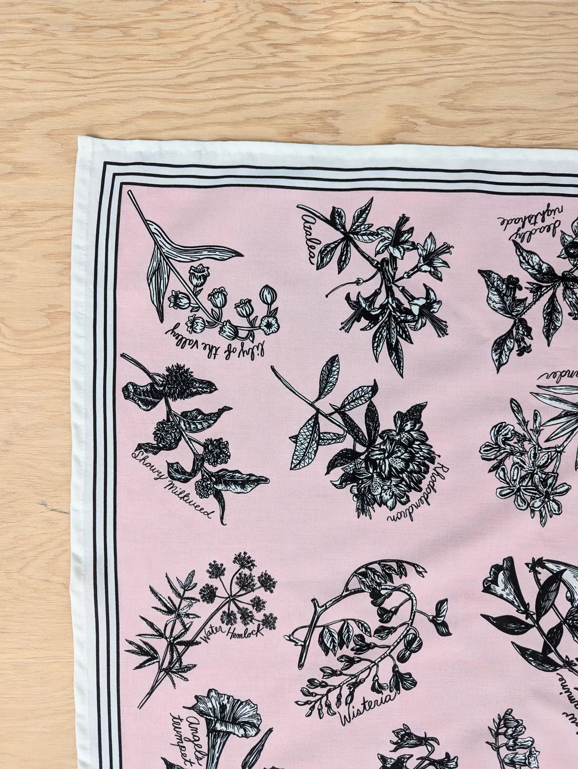 bandana | fatal florals - pink screenprinted poison flower scarf