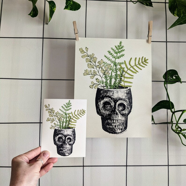 greeting card | skull planter