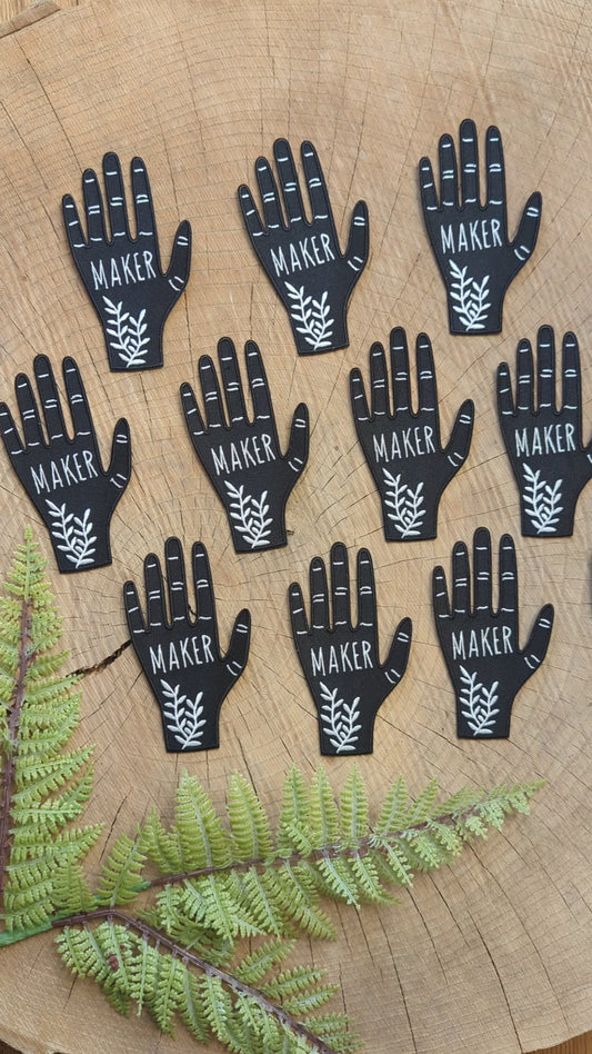 iron-on patch | hand maker - black & white 2.5" x 3.9"