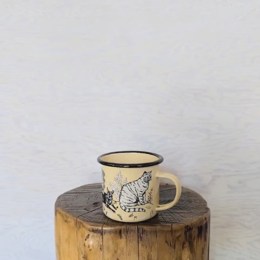 enamel mug | outside cats