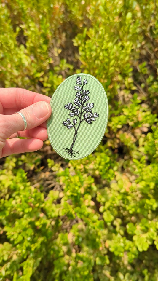 iron-on patch | maidenhair fern - green oval 3.25" x 2.25"