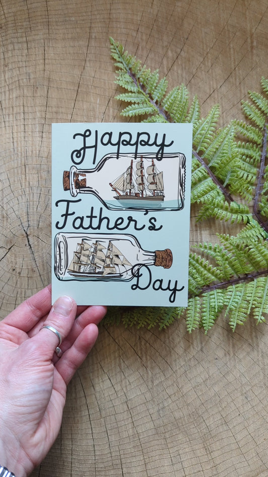 greeting card | father's day ships in bottles