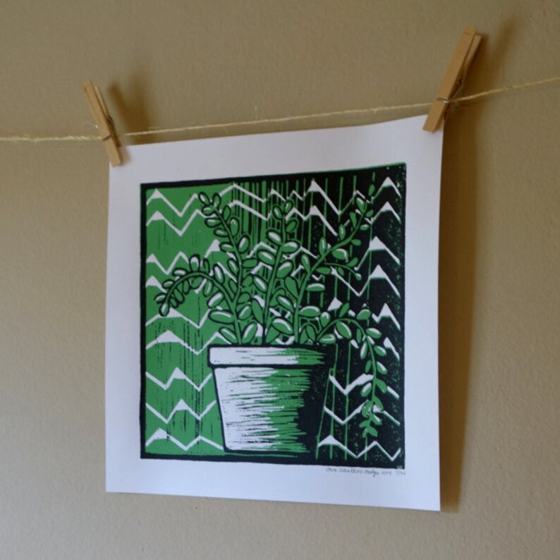 handprinted blockprint | succulent (reduction print)