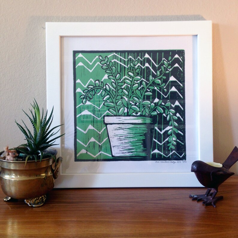 handprinted blockprint | succulent (reduction print)