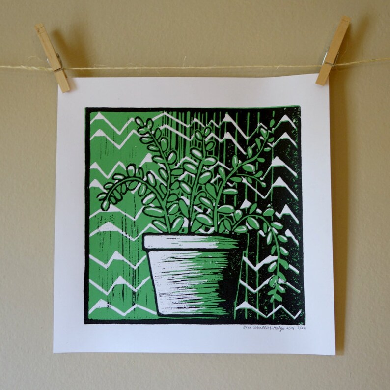 handprinted blockprint | succulent (reduction print)