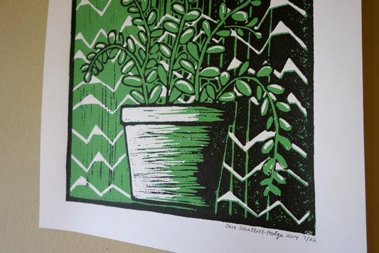 handprinted blockprint | succulent (reduction print)