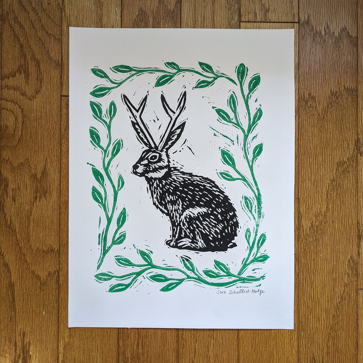 handprinted blockprint | jackalope