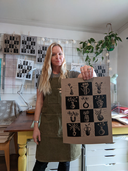 handprinted blockprint | flower grid