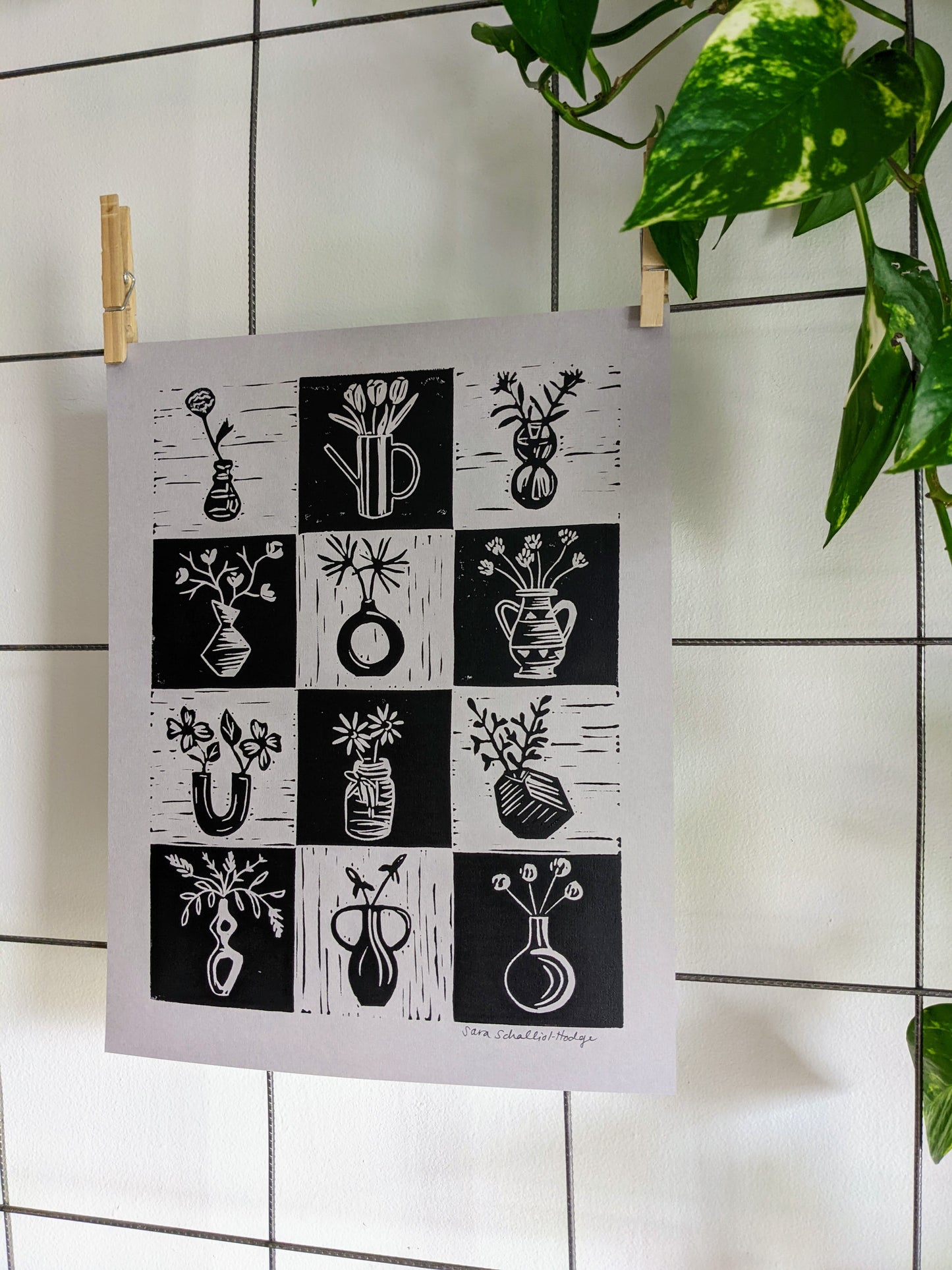 handprinted blockprint | flower grid