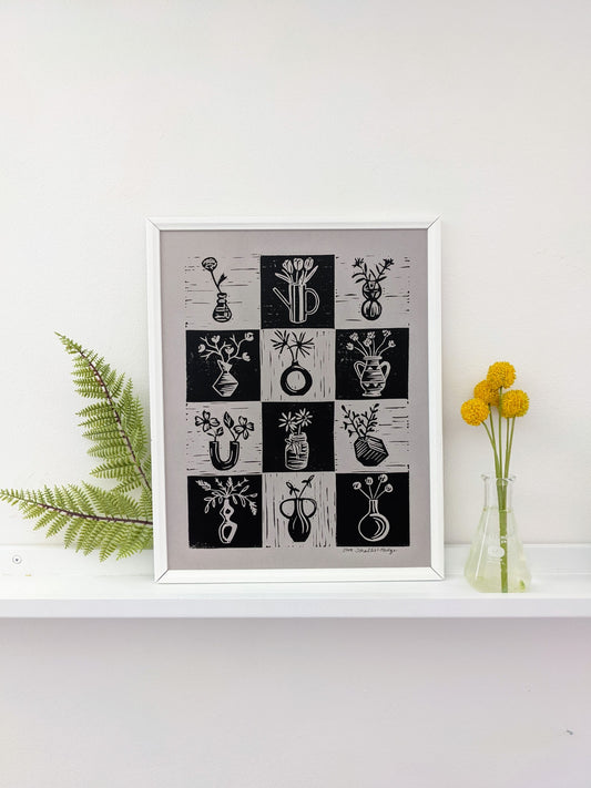 handprinted blockprint | flower grid