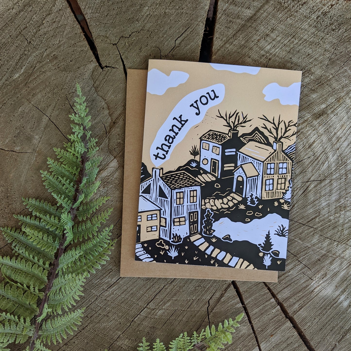 greeting card | thank you village - blockprint houses