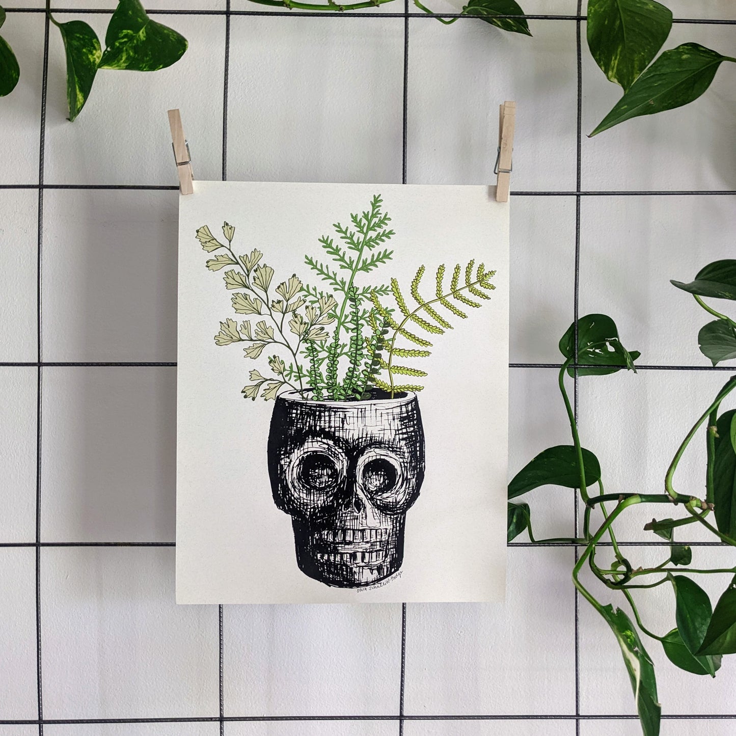 art print | skull planter