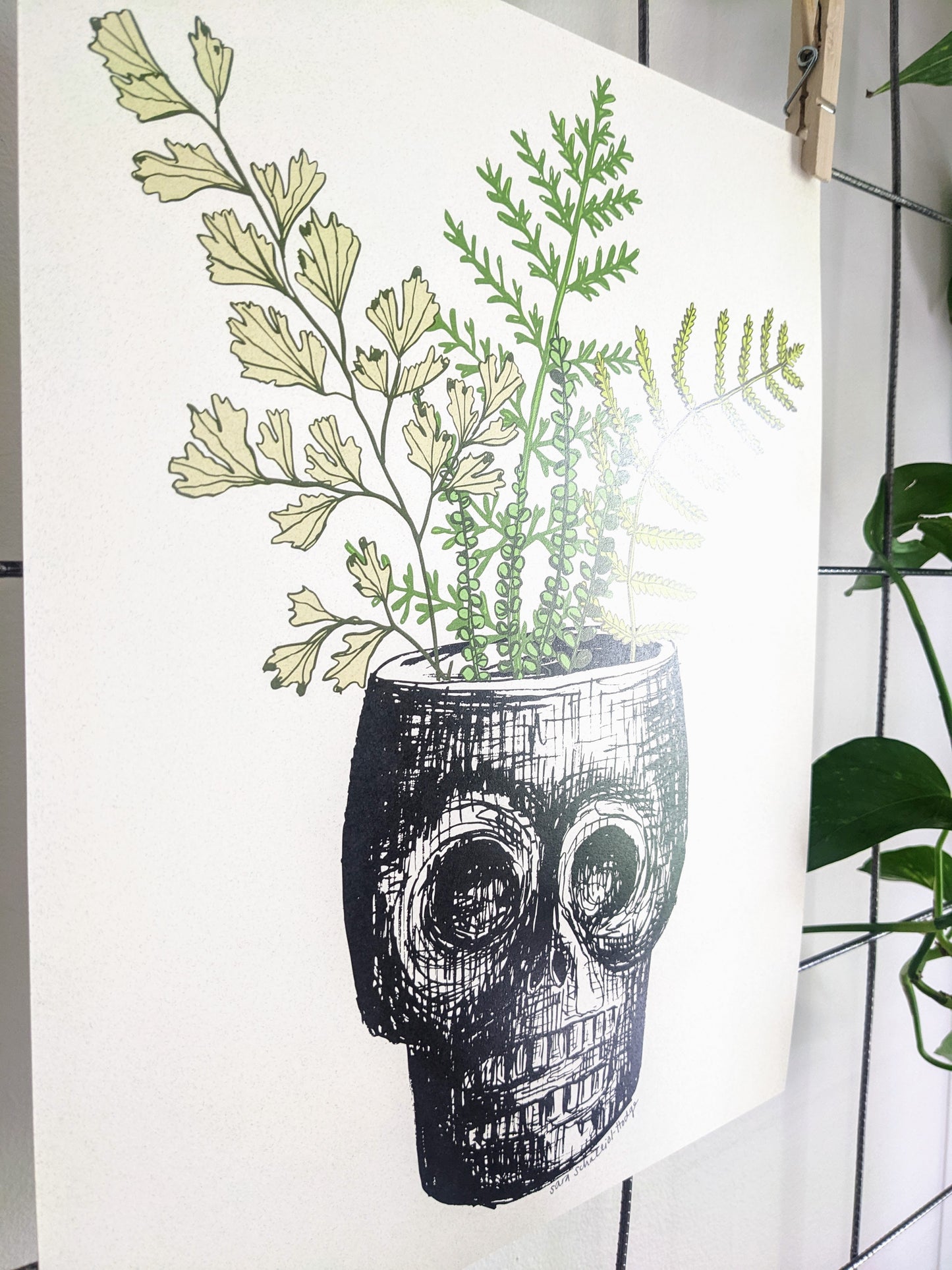 art print | skull planter