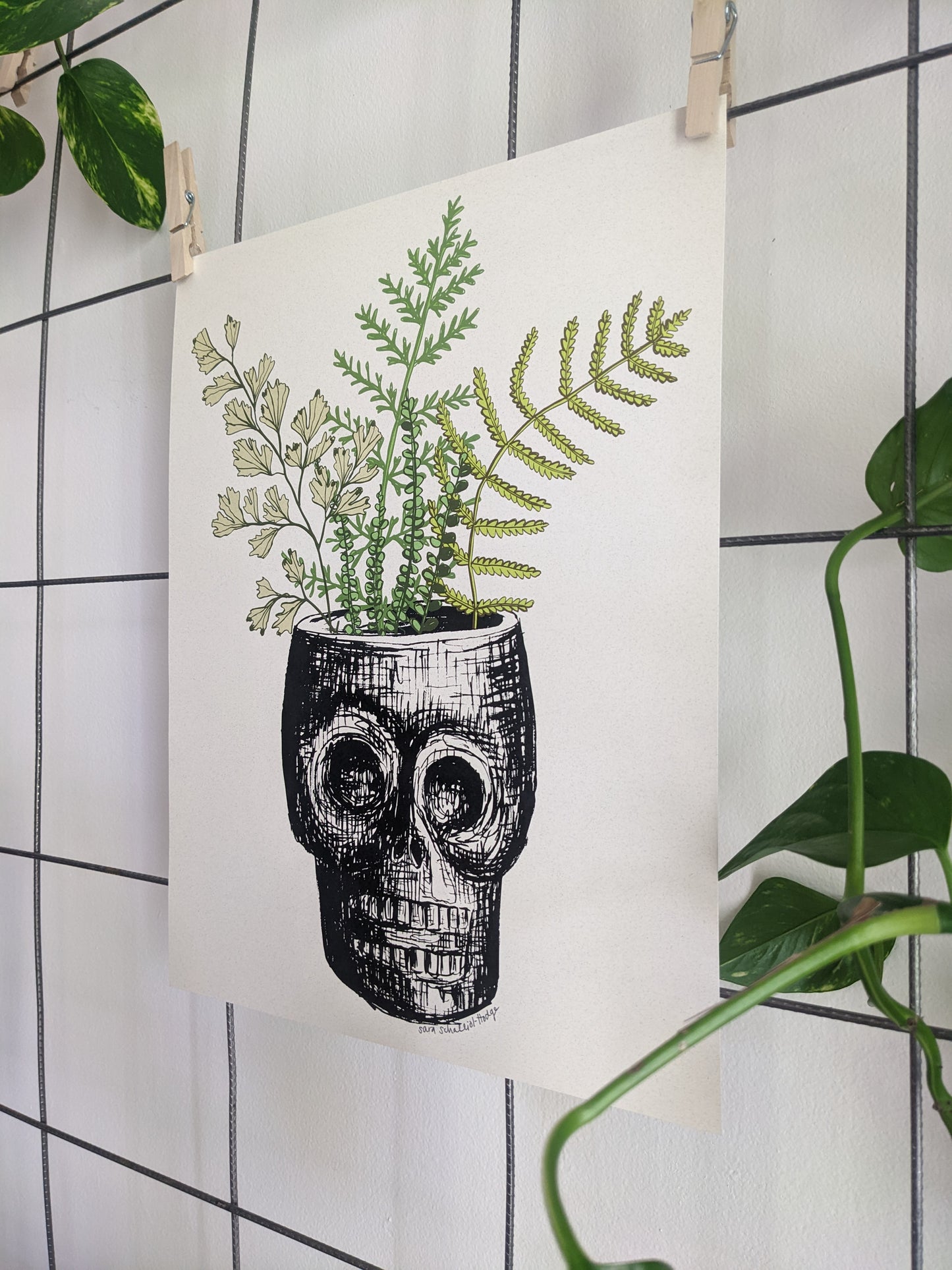 art print | skull planter