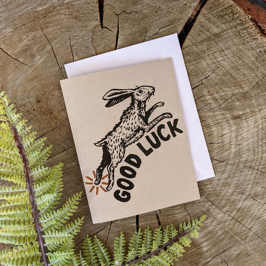 greeting card | good luck rabbit foot - congratulations, graduation