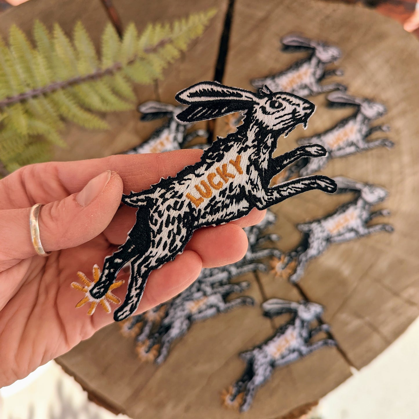 iron-on patch | lucky rabbit's foot - 4.3" x 2.8"
